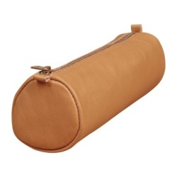 Trousse en cuir Age Bag - Tabac - 21 x Ø 6 cm