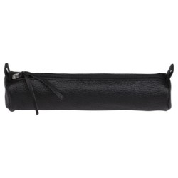 Cuir naturel & noir - Trousse ronde_1