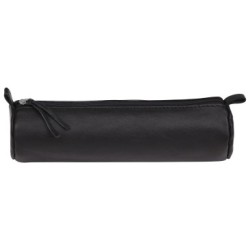 Cuir naturel & noir - Trousse ronde_1