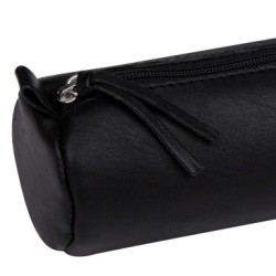 Cuir naturel & noir - Trousse ronde_1