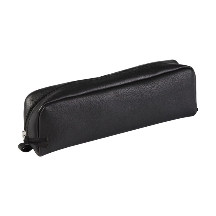 Cuir naturel & noir - Trousse rectangulaire