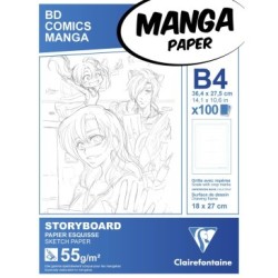 Bloc papier Manga Storyboard 55g - 27,5 x 37,4 cm - Grille 6 cases