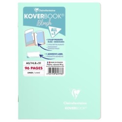 Carnet piqué Koverbook Blush - Menthe à l'eau/Rose poudré - 14,5 x 21 cm - Ligné