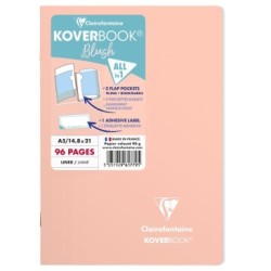 Carnet piqué Koverbook Blush - Corail/Bleu givré - 14,5 x 21 cm - Ligné