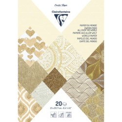 Bloc de papier artisanal - Ivoire / Marron - Ivoire / Marron - 21 x 29,7 cm