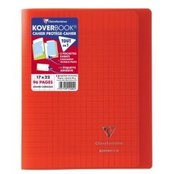 Cahier piqué Koverbook - Rouge - 96 - 17 x 22 cm - Séyès (grands carreaux)