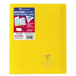 Cahier piqué Koverbook - Jaune - 96 - 17 x 22 cm - Séyès (grands carreaux)