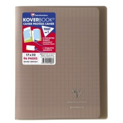 Cahier piqué Koverbook - Gris - 96 - 17 x 22 cm - Séyès (grands carreaux)