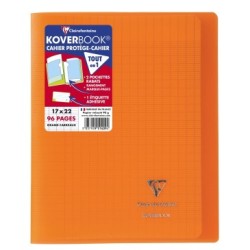 Cahier piqué Koverbook - Orange - 96 - 17 x 22 cm - Séyès (grands carreaux)