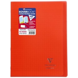 Cahier piqué Koverbook - Rouge - 96 - 21 x 29,7 cm - Séyès (grands carreaux)