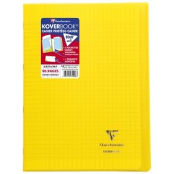 Cahier piqué Koverbook - Jaune - 96 - 21 x 29,7 cm - Séyès (grands carreaux)