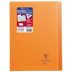 Cahier piqué Koverbook - Orange - 96 - 21 x 29,7 cm - Séyès (grands carreaux)