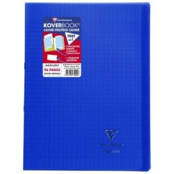 Cahier piqué Koverbook - Bleu marine - 96 - 21 x 29,7 cm - Séyès (grands carreaux)