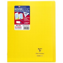 Cahier piqué Koverbook - Jaune - 96 - 24 x 32 cm - Séyès (grands carreaux)