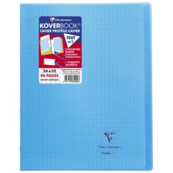 Cahier piqué Koverbook - Bleu - 48 - 24 x 32 cm - Séyès (grands carreaux)