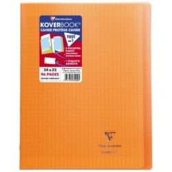 Cahier piqué Koverbook - Orange - 96 - 24 x 32 cm - Séyès (grands carreaux)