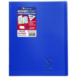 Cahier piqué Koverbook - Bleu marine - 96 - 24 x 32 cm - Séyès (grands carreaux)