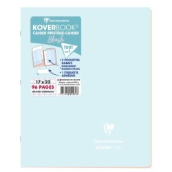 Cahier piqué Koverbook Blush - Bleu givré/Corail - 96 - 17 x 22 cm - Séyès (grands carreaux)