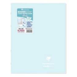 Cahier piqué Koverbook Blush - Bleu givré/Corail - 96 - 24 x 32 cm - Séyès (grands carreaux)