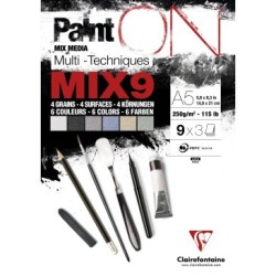 Assorti papier multi-techniques PaintON 250g - Carte souple - 14,8 x 21 cm