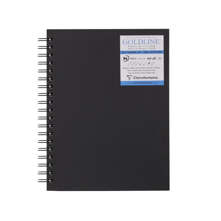 Carnet papier dessin spiralé Goldline 250g