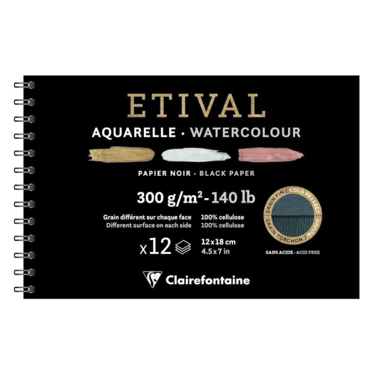 Album papier aquarelle spiralé Etival 300g