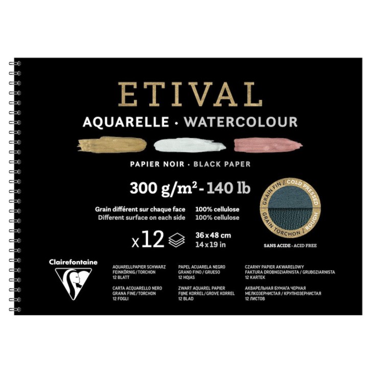 Album papier aquarelle spiralé Etival 300g