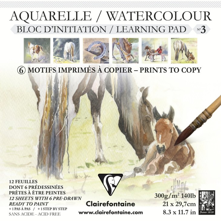 Bloc papier aquarelle Prédéssiné grain fin 300g