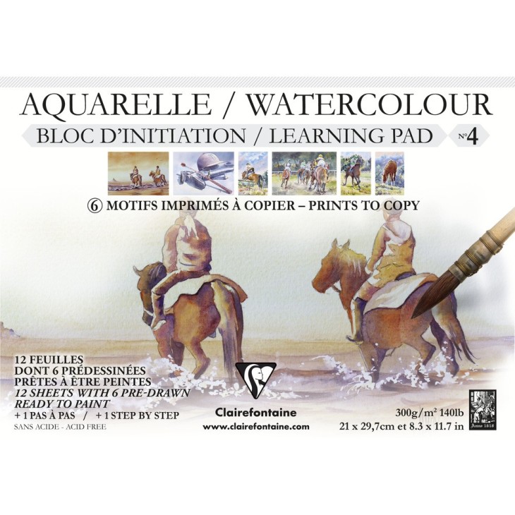 Bloc papier aquarelle Prédéssiné grain fin 300g