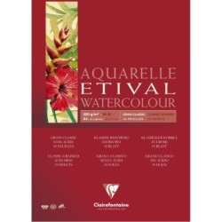 Bloc papier aquarelle encollé 1 côté Etival 200g - Grain classic - 21 x 29,7 cm