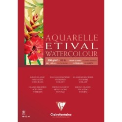 Bloc papier aquarelle encollé 1 côté Etival 200g - Grain classic - 29,7 x 42 cm