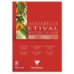 Bloc papier aquarelle encollé 1 côté Etival 300g - Blanc naturel - Grain classic - 14,8 x 21 cm