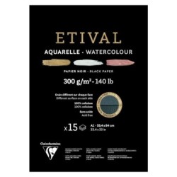 Bloc papier aquarelle encollé 1 côté Etival 300g - Noir - Double grain - 59,4 x 84 cm