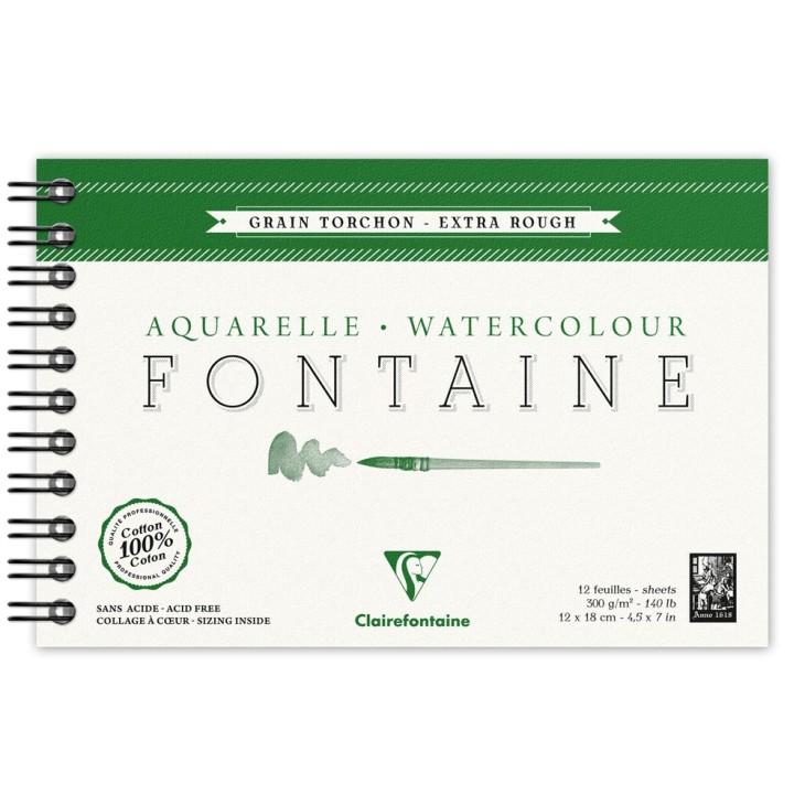 Album papier aquarelle spiralé Fontaine 300g