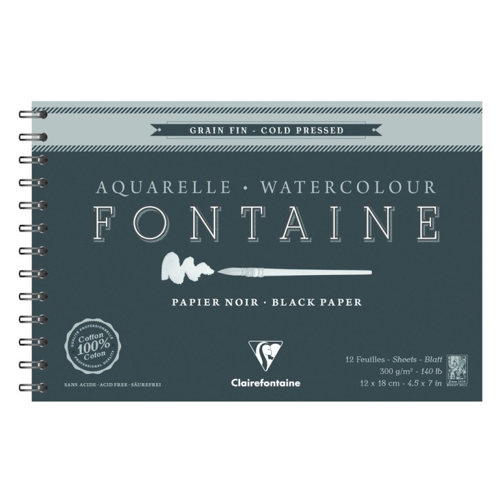 Album papier aquarelle spiralé Fontaine 300g