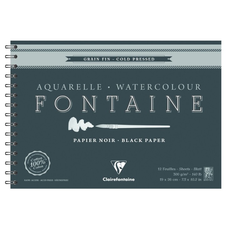 Album papier aquarelle spiralé Fontaine 300g