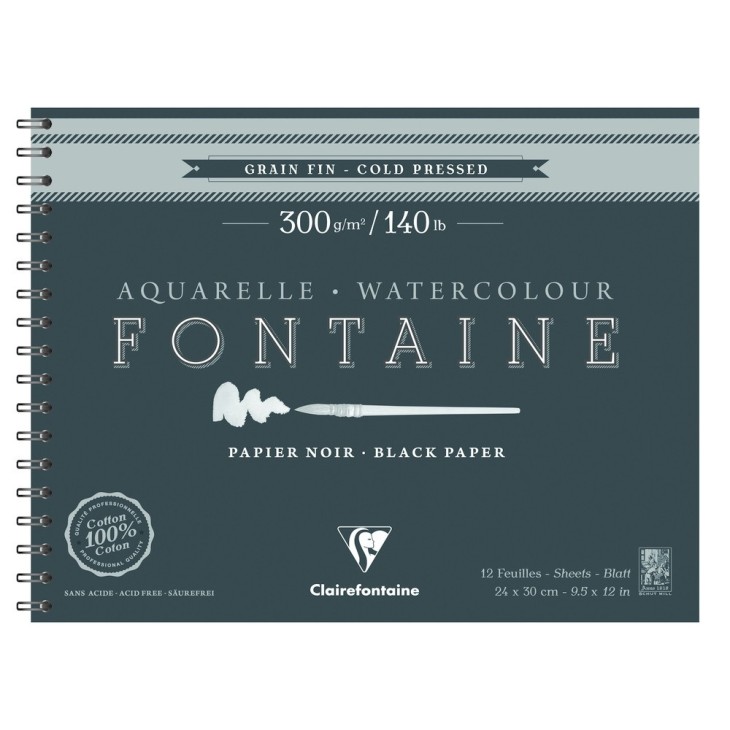 Album papier aquarelle spiralé Fontaine 300g