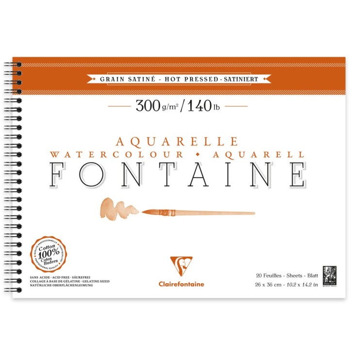 Album papier aquarelle spiralé Fontaine 300g