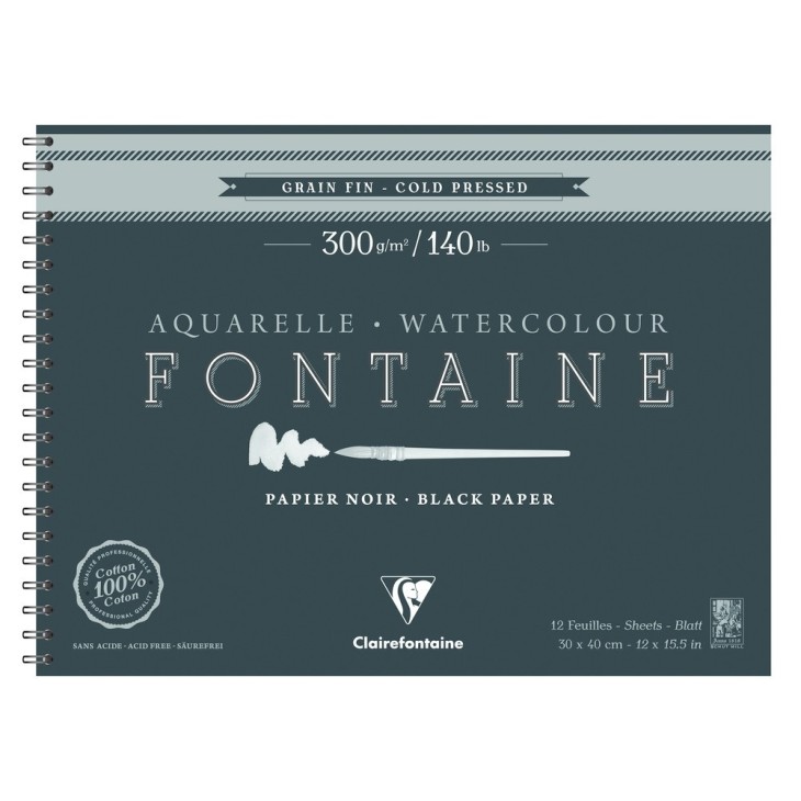 Album papier aquarelle spiralé Fontaine 300g