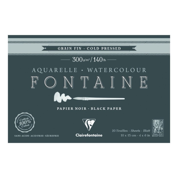 Bloc papier aquarelle encollé 4 côtés Fontaine 300g