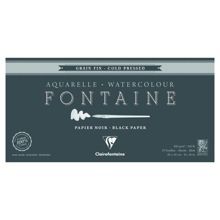 Bloc papier aquarelle encollé 4 côtés Fontaine 300g