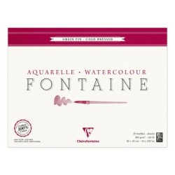 Bloc papier aquarelle encollé 4 côtés Fontaine 300g - Blanc naturel - Grain fin - 30 x 40 cm