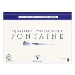 Bloc papier aquarelle encollé 4 côtés Fontaine 300g - Blanc naturel - Demi-satiné - 42 x 56 cm