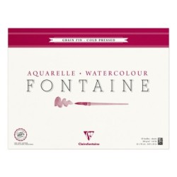 Bloc papier aquarelle encollé 4 côtés Fontaine 300g - Blanc naturel - Grain fin - 42 x 56 cm