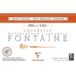 Bloc papier aquarelle encollé 1 côté Fontaine 300g