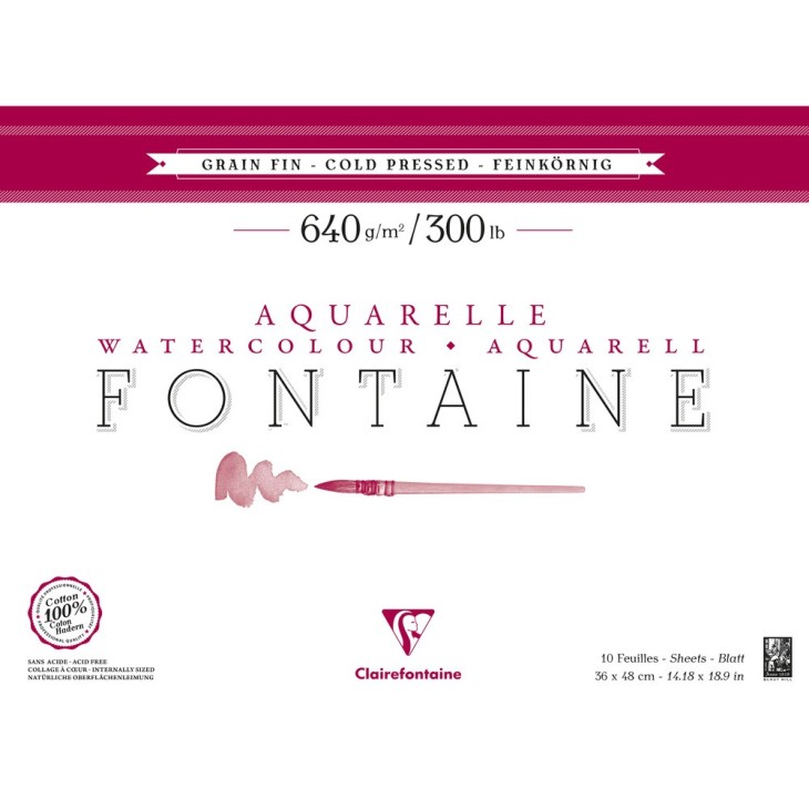 Bloc papier aquarelle Fontaine 640g