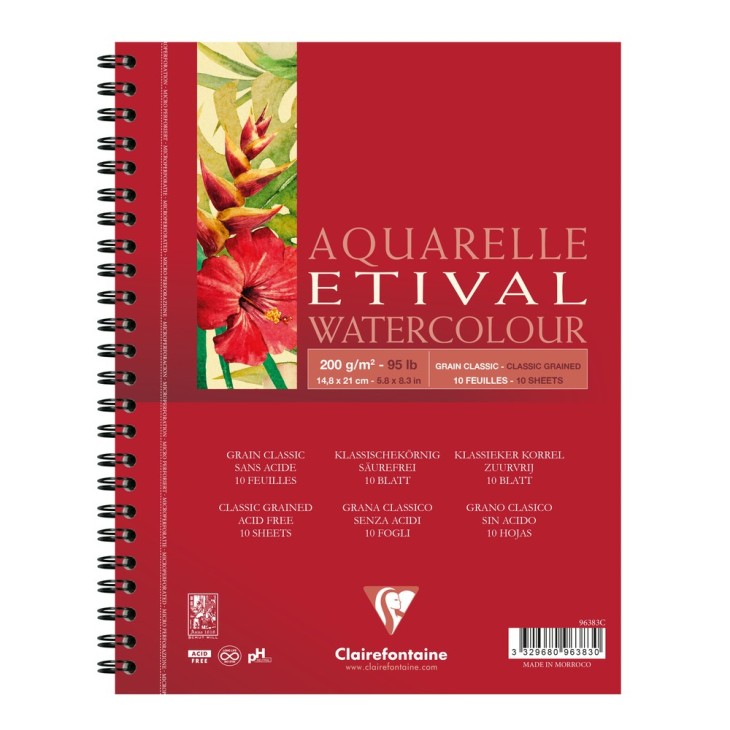 Album papier aquarelle spiralé Etival 200g grain classic