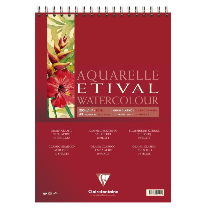 Album papier aquarelle spiralé Etival 200g grain classic