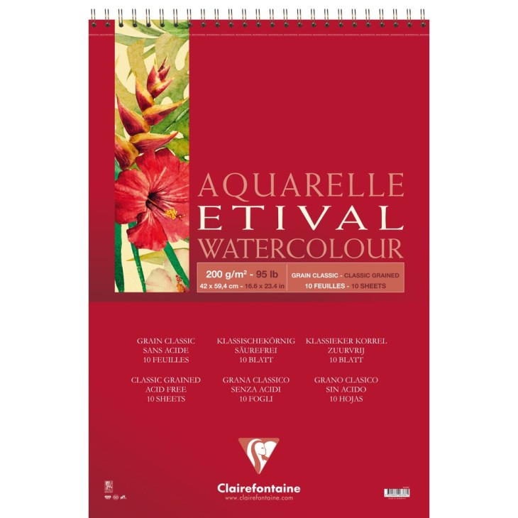 Album papier aquarelle spiralé Etival 200g grain classic