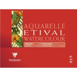 Bloc aquarelle encollé 4 côtés Etival 10 feuilles 300g